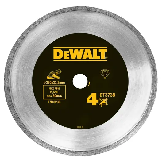 Диск диамантен за сухо рязане DeWALT на керамика, теракот и фаянс  230 мм, 22.2 мм, DT3738