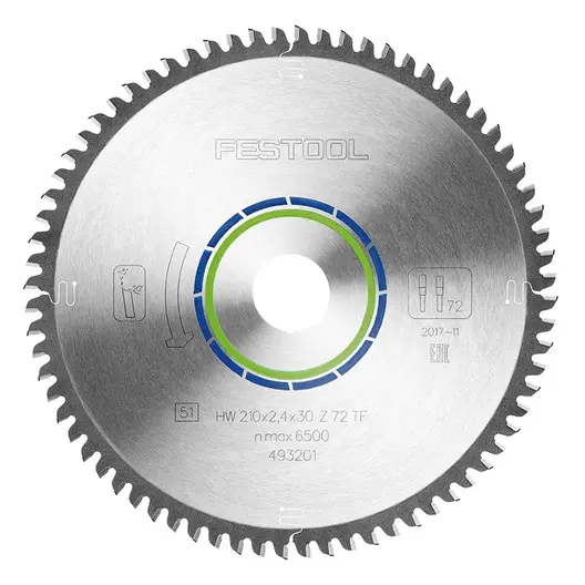 Диск циркулярен за рязане Festool на алуминий с HM пластини  210 мм, 30 мм, 1.9 мм, 72 z, TF72