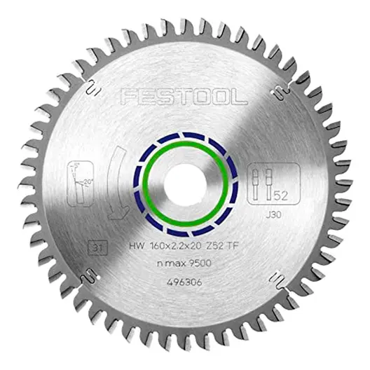 Диск циркулярен за рязане Festool на алуминий с HM пластини  160 мм, 20 мм, 2 мм, 52 z, TF52