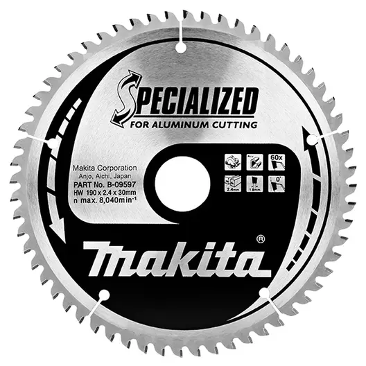 Диск циркулярен за рязане Makita на алуминий с HM пластини  190 мм, 30 мм, 1.8 мм, 60 z, Specialized