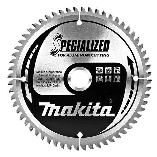 Диск циркулярен за рязане Makita на алуминий с HM пластини  160 мм, 20 мм, 1.8 мм, 60 z, Specialized