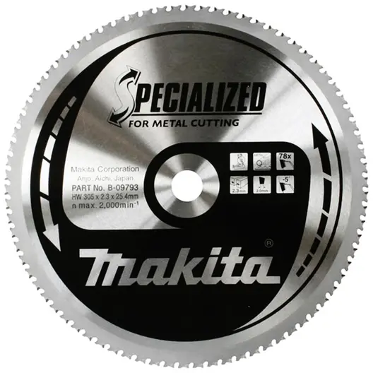 Диск циркулярен за рязане Makita на метали с HM пластини  305 мм, 25.4 мм, 2 мм, 78 z, T.C.T. Specialized