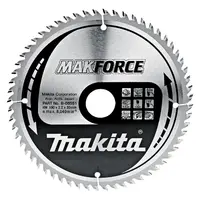 Диск циркулярен за рязане Makita на дърво напречно надлъжно с HM пластини  190 мм, 30 мм, 1.4 мм, 60 z, Makforce