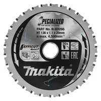 Диск циркулярен за рязане Makita на метали с HM пластини  136 мм, 20 мм, 1.1 мм, 30 z, B-69266