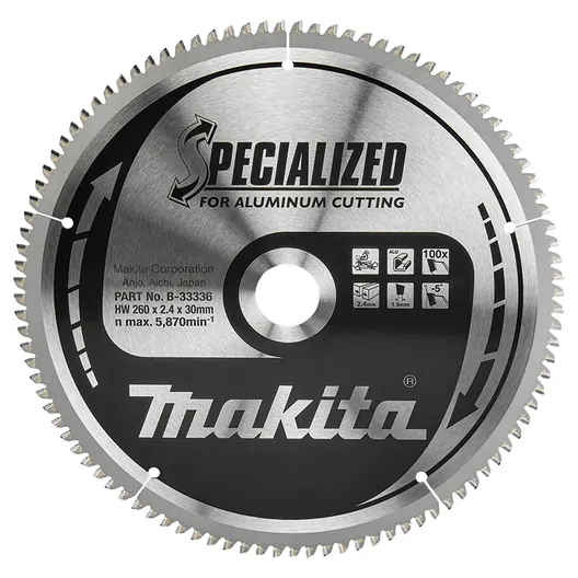 Диск циркулярен за рязане Makita на метали с HM пластини  260 мм, 30 мм, 2.4 мм, 100 z, B-33336