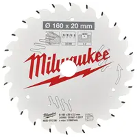 Диск циркулярен за рязане Milwaukee на дърво грубо с HM пластини  160 мм, 20 мм, 2.2 мм, 24 z, CSB P