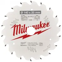 Диск циркулярен за рязане Milwaukee на дърво грубо с HM пластини  140 мм, 20 мм, 1.6 мм, 18 z, CSB P