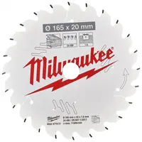 Диск циркулярен за рязане Milwaukee на дърво грубо с HM пластини  165 мм, 20 мм, 1.6 мм, 24 z, CSB P