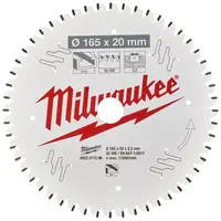 Диск циркулярен за рязане Milwaukee на алуминий с HM пластини с PTFE покритие  165 мм, 20 мм, 1.6 мм, 52 z, CSB P