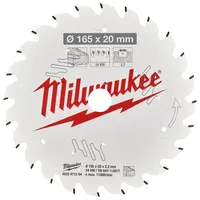 Диск циркулярен за рязане Milwaukee на дърво грубо с HM пластини  165 мм, 20 мм, 2.2 мм, 24 z, CSB P