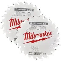 Диск циркулярен за рязане Milwaukee на дърво грубо с HM пластини комплект 2 бр. 165 мм, 1.6 мм, 24 z, CSB P