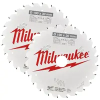 Диск циркулярен за рязане Milwaukee на дърво грубо с HM пластини комплект 2 бр. 190 мм, 30 мм, 1.6 мм, 24 z, CSB P