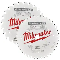 Диск циркулярен за рязане Milwaukee на дърво грубо с HM пластини комплект 2 бр. 165 мм, 1.6 мм, 24/40 z, CSB P