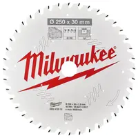 Диск циркулярен за рязане Milwaukee на дърво с HM пластини с PTFE покритие  250 мм, 30 мм, 2.8 мм, 40 z, CSB MS