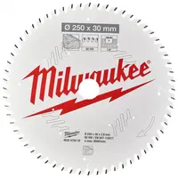 Диск циркулярен за рязане Milwaukee на дърво с HM пластини с PTFE покритие  250 мм, 30 мм, 2.8 мм, 60 z, CSB MS