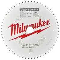 Диск циркулярен за рязане Milwaukee на дърво с HM пластини с PTFE покритие  254 мм, 30 мм, 3 мм, 60 z, CSB MS