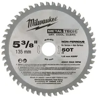 Диск циркулярен за рязане Milwaukee универсален с HM пластини  135 мм, 20 мм, 1.6 мм, 50 z, MetalTech
