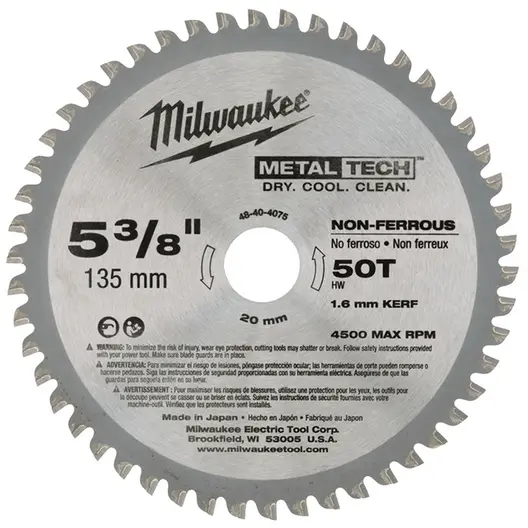 Диск циркулярен за рязане Milwaukee универсален с HM пластини  135 мм, 20 мм, 1.6 мм, 50 z, MetalTech
