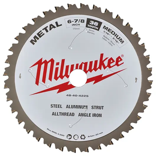 Диск циркулярен за рязане Milwaukee на метали с HM пластини  174 мм, 20 мм, 1.6 мм, 36 z, CSB P