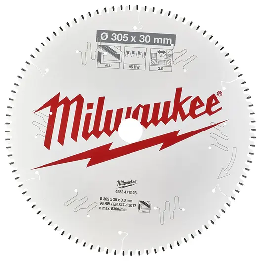 Диск циркулярен за рязане Milwaukee на алуминий с HM пластини с PTFE покритие  305 мм, 30 мм, 3 мм, 96 z, CSB MS