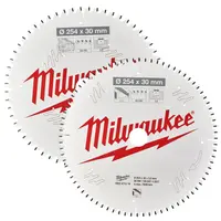 Диск циркулярен за рязане Milwaukee комплект 2 бр. с HM пластини за дърво  254 мм, 30 мм, 3 мм, 60/80 z, CSB MS