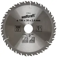 Диск циркулярен за рязане Wolfcraft на дърво фино напречно надлъжно с HM пластини  190 мм, 30 мм, 30 z