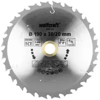 Диск циркулярен за рязане Wolfcraft на дърво напречно надлъжно с HM пластини  190 мм, 30/20 мм, 1.8 мм, 24 z