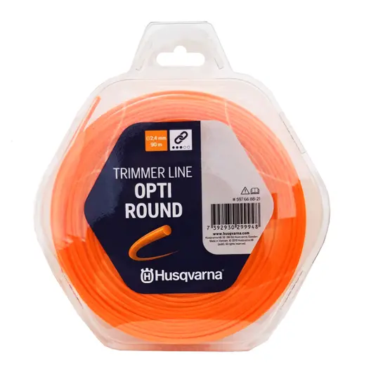 Корда Husqvarna за моторна коса кръгла 2.4 мм, 90 м, оранжева, Opti Round
