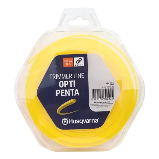 Корда Husqvarna за моторна коса петоъгълна 2.7 мм, 70 м, жълта, Opti Penta