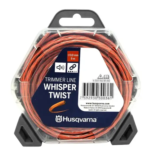 Корда Husqvarna за моторна коса усукана безшумна 3 мм, 9 м, оранжева, Whisper Twist