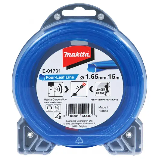 Корда Makita за моторна коса усукана безшумна 1.65 мм, 15 м, синя, E-01731