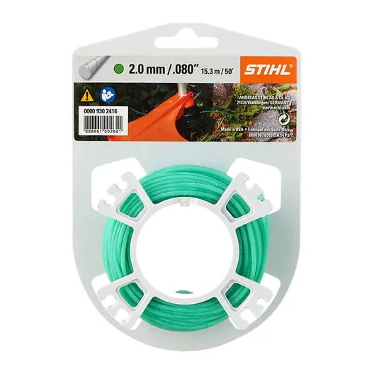 Корда STIHL за моторна коса кръгла безшумна 2 мм, 15.2 м, зелена