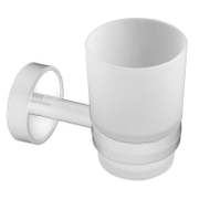 Чаша за баня Kapitan за четки и паста за зъби  70х110х100 мм, неръждаема стомана, стъкло, бял, Optimo - product - 098 DPL 256