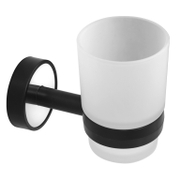 Чаша за баня Kapitan за четки и паста за зъби  70х110х100 мм, неръждаема стомана, стъкло, черен, Optimo - product - 098 DPL 257