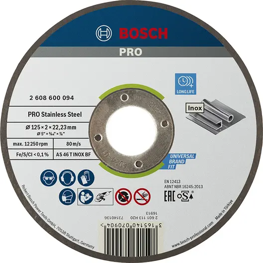 Диск карбофлексен за рязане Bosch на неръждаема стомана  125 мм, 2 мм, 22.23 мм, PRO Stainless Steel