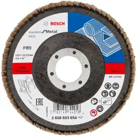 Ламелен диск за шлайфане Bosch на метал  115 мм, 22.23 мм, P80, конусен, Standard for Metal X431