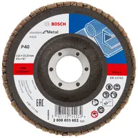 Ламелен диск за шлайфане Bosch на метал  115 мм, 22.23 мм, P40, конусен, Standard for Metal X431