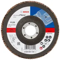 Ламелен диск за шлайфане Bosch на метал  125 мм, 22.23 мм, P120, прав, Standard for Metal X431