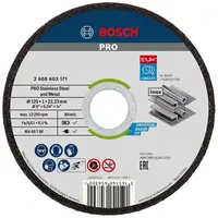 Диск карбофлексен за рязане Bosch на неръждаема стомана  125 мм, 1 мм, 22.23 мм, PRO Stainless Steel and Metal