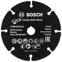 Диск карбиден за рязане Bosch на дърво, пластмаса, гипсокартон  76 мм, 10 мм, 1 мм, Carbide Multi Wheel