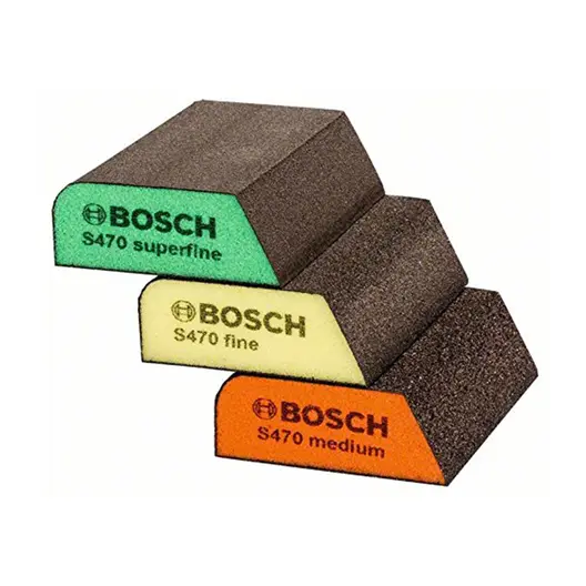 Шкурка върху гъба за ръчно шлайфане Bosch комплект  120х98 мм, 3 бр.