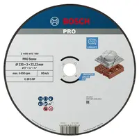 Диск карбофлексен за рязане Bosch на камък и неметали  230 мм, 3 мм, 22.23 мм, PRO Stone