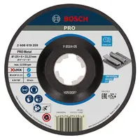 Диск карбофлексен за шлайфане Bosch на метал  125 мм, 22.23 мм, 6 мм, X-lock, PRO Metal X-Lock