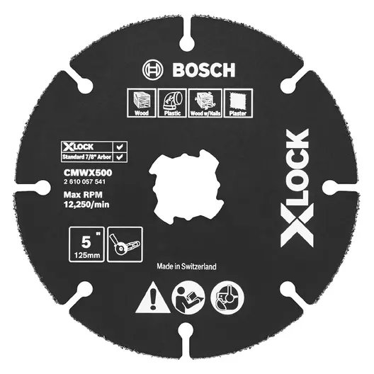 Диск карбиден за рязане Bosch на дърво, пластмаса, гипсокартон  125 мм, Carbide Multi Wheel X-LOCK