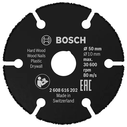 Диск карбофлексен за рязане Bosch на дърво, пластмаса, гипсокартон  50 мм, 10 мм, Carbide Multi Wheel