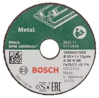 Диск карбофлексен за рязане Bosch на неръждаема стомана  50 мм, 3 бр., 1 мм, 10 мм, Expert for Inox