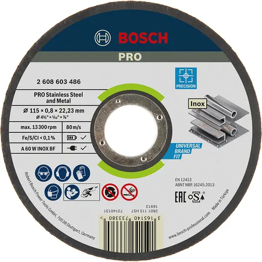 Диск карбофлексен за рязане Bosch на метал и неръждавейка  115 мм, 0.8 мм, 22.23 мм, PRO Stainless Steel and Metal