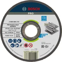 Диск карбофлексен за рязане Bosch на метал и неръждавейка  115 мм, 1.6 мм, 22.23 мм, PRO Stainless Steel and Metal
