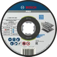 Диск карбофлексен за рязане Bosch на метал и неръждавейка  125 мм, 1.6 мм, 22.23 мм, PRO Stainless Steel and Metal X-Lock