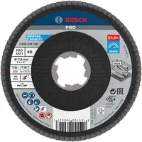 Ламелен диск за шлайфане Bosch на метал и неръждаема стомана  X-lock, 115 мм, P60, конусен, PRO X571